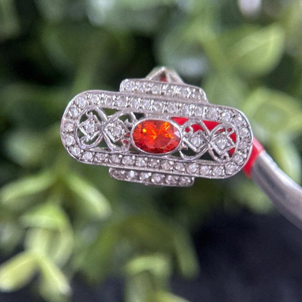 Victorian Design Orange / White Stones Ring - Picture 4 of 10